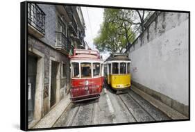Historical Streetcars in the Alfama District, Lisbon, Portugal-Axel Schmies-Framed Stretched Canvas
