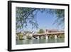 Historical Wooden Bridge and Cathedral (Fridolinsmuenster)-Markus Lange-Framed Photographic Print