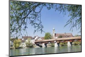 Historical Wooden Bridge and Cathedral (Fridolinsmuenster)-Markus Lange-Mounted Photographic Print