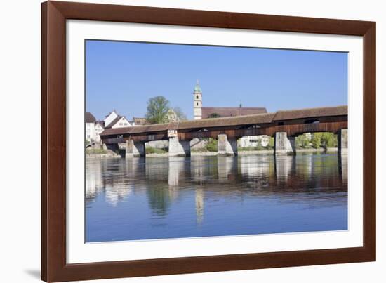 Historical Wooden Bridge and Cathedral (Fridolinsmunster)-Marcus-Framed Photographic Print