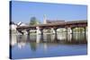 Historical Wooden Bridge and Cathedral (Fridolinsmunster)-Marcus-Stretched Canvas