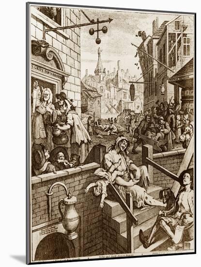 History of Alcoholism-Temperance in Europe-William Hogarth-Mounted Giclee Print