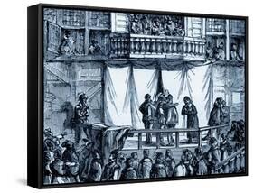 History of British theatre: early playhouse-William Hogarth-Framed Stretched Canvas