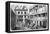 History of British theatre: inn yard as playhouse-William Hogarth-Framed Stretched Canvas