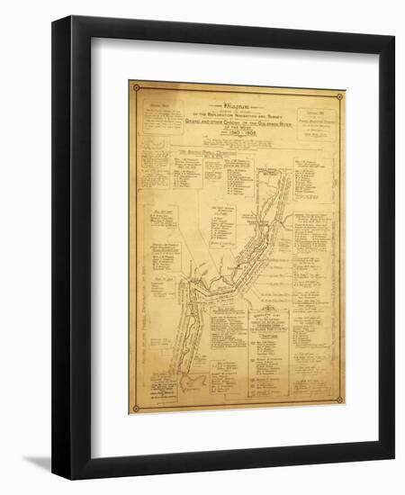 History of Exploration of the Grand Canyon - Panoramic Map-Lantern Press-Framed Art Print