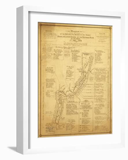 History of Exploration of the Grand Canyon - Panoramic Map-Lantern Press-Framed Art Print