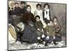 History of Immigration in America: Family Waiting to Become American Citizens in Ellis Island, New-null-Mounted Giclee Print