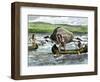 History of Indigenous Peoples: American Indians in Canoes Fishing for Salmon in the Columbia River.-null-Framed Giclee Print