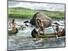 History of Indigenous Peoples: American Indians in Canoes Fishing for Salmon in the Columbia River.-null-Mounted Giclee Print