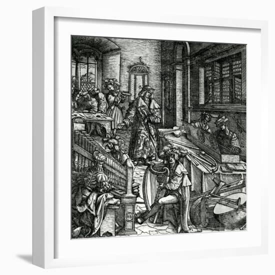 History of Music, from the Novel 'Der Weisskunig' in Praise of His Emperor Maximilian I-Hans Burgkmair-Framed Giclee Print