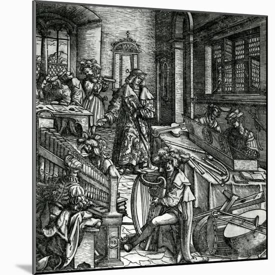 History of Music, from the Novel 'Der Weisskunig' in Praise of His Emperor Maximilian I-Hans Burgkmair-Mounted Giclee Print