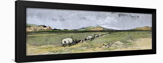History of the Settlers and the Conquete of the West: American Pioneers. Diligences near the Juncti-null-Framed Giclee Print