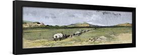 History of the Settlers and the Conquete of the West: American Pioneers. Diligences near the Juncti-null-Framed Giclee Print