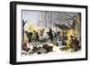 History of the Settlers and the Conquete of the West: American Pioneers. English Puritans Arriving-null-Framed Giclee Print