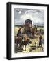 History of the West Conquete Settlers: American Pioneers. Diligence of a Family Benefiting from The-null-Framed Giclee Print