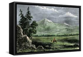 History of the West Conquete Settlers: American Pioneers. Pioneer with a Horse Reached in the Rocky-null-Framed Stretched Canvas
