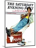 "Hitchhiker to Miami" Saturday Evening Post Cover, November 30,1940-Norman Rockwell-Mounted Giclee Print