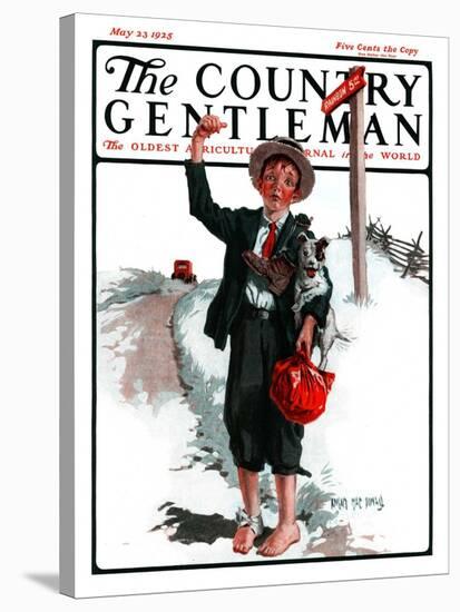 "Hitchhiking Boy," Country Gentleman Cover, May 23, 1925-Angus MacDonall-Stretched Canvas