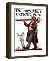 "Hitchhiking to Florida," Saturday Evening Post Cover, October 24, 1925-Edgar Franklin Wittmack-Framed Giclee Print