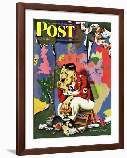 "Hitler as Wallpaperer," Saturday Evening Post Cover, July 31, 1943-Ken Stuart-Framed Giclee Print