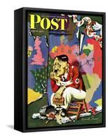 "Hitler as Wallpaperer," Saturday Evening Post Cover, July 31, 1943-Ken Stuart-Framed Stretched Canvas