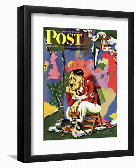 "Hitler as Wallpaperer," Saturday Evening Post Cover, July 31, 1943-Ken Stuart-Framed Giclee Print