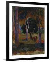 Hiva Oa (Landscape with a Pig and a Hors)-Paul Gauguin-Framed Giclee Print