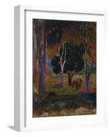 Hiva Oa (Landscape with a Pig and a Hors)-Paul Gauguin-Framed Giclee Print