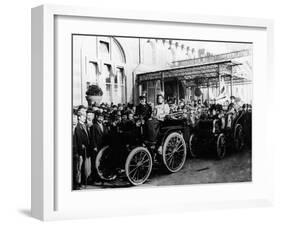 HJ Lawson and His Wife at the Start of the Emancipation Run, Brighton, East Sussex, 1896-null-Framed Photographic Print