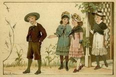 Four Children on Country Walk-HJA Miles-Framed Art Print