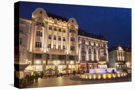 Hlavne Nam (Main Square) at Dusk, Bratislava, Slovakia, Europe-Ian Trower-Stretched Canvas