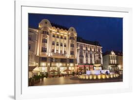 Hlavne Nam (Main Square) at Dusk, Bratislava, Slovakia, Europe-Ian Trower-Framed Photographic Print