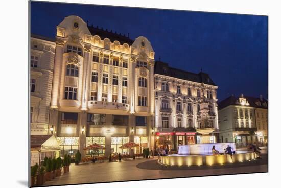 Hlavne Nam (Main Square) at Dusk, Bratislava, Slovakia, Europe-Ian Trower-Mounted Photographic Print