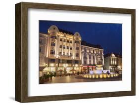 Hlavne Nam (Main Square) at Dusk, Bratislava, Slovakia, Europe-Ian Trower-Framed Photographic Print