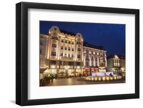 Hlavne Nam (Main Square) at Dusk, Bratislava, Slovakia, Europe-Ian Trower-Framed Photographic Print