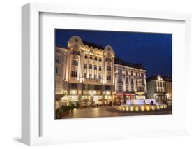 Hlavne Nam (Main Square) at Dusk, Bratislava, Slovakia, Europe-Ian Trower-Framed Photographic Print