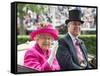 HM Queen Elizabeth and Prince Andrew at Royal Ascot-Associated Newspapers-Framed Stretched Canvas