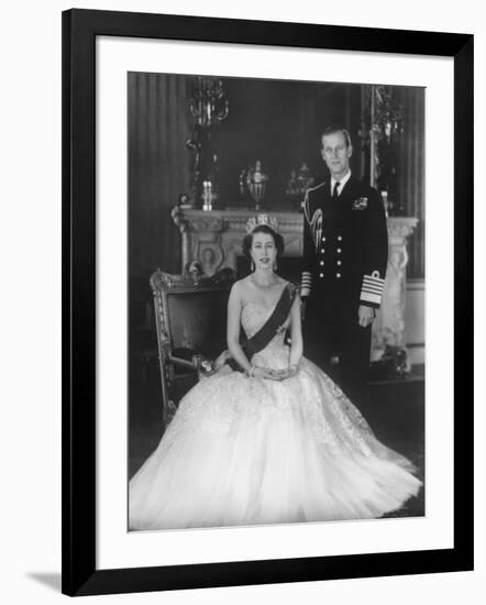 HM Queen Elizabeth II and Hrh Duke of Edinburgh at Buckingham Palace, 12th March 1953-Sterling Henry Nahum Baron-Framed Photographic Print