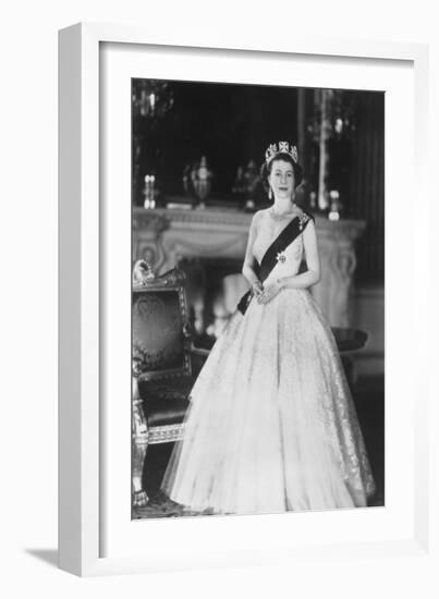 HM Queen Elizabeth II at Buckingham Palace, 12th March 1953-Sterling Henry Nahum Baron-Framed Photographic Print