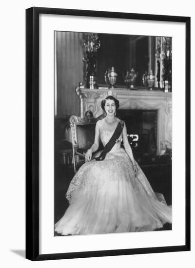 HM Queen Elizabeth II at Buckingham Palace, 12th March 1953-Sterling Henry Nahum Baron-Framed Photographic Print