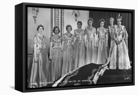 HM Queen Elizabeth II with Her Maids of Honour, the Coronation, 2nd June 1953-Cecil Walter Hardy Beaton-Framed Stretched Canvas