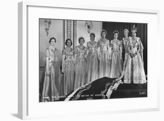 HM Queen Elizabeth II with Her Maids of Honour, the Coronation, 2nd June 1953-Cecil Walter Hardy Beaton-Framed Photographic Print