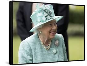 HM Queen Elizabeth in turquoise at Royal Ascot-Associated Newspapers-Framed Stretched Canvas