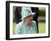 HM Queen Elizabeth in turquoise at Royal Ascot-Associated Newspapers-Framed Photo