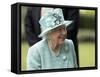 HM Queen Elizabeth in turquoise at Royal Ascot-Associated Newspapers-Framed Stretched Canvas