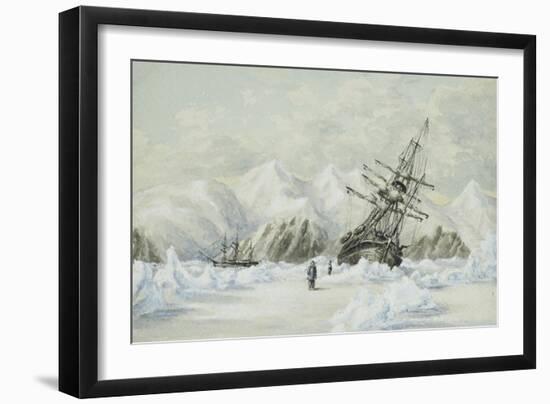 Hm Ships Enterprise and Investigator, Drifting Down Barrow Strait-Edward Adams-Framed Giclee Print