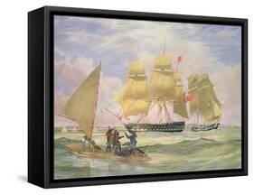 Hm Ships 'Ganges' and 'sapphire' Off Pernambuco, 1829-Emeric Essex Vidal-Framed Stretched Canvas