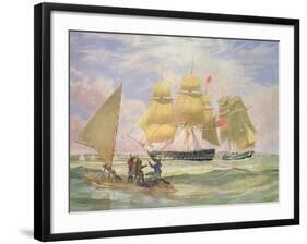 Hm Ships 'Ganges' and 'sapphire' Off Pernambuco, 1829-Emeric Essex Vidal-Framed Giclee Print