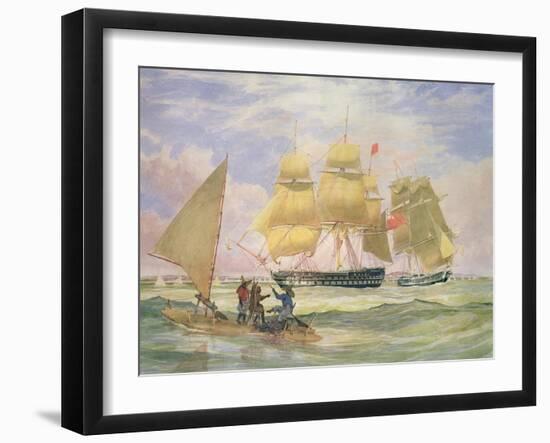 Hm Ships 'Ganges' and 'sapphire' Off Pernambuco, 1829-Emeric Essex Vidal-Framed Giclee Print