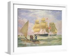 Hm Ships 'Ganges' and 'sapphire' Off Pernambuco, 1829-Emeric Essex Vidal-Framed Giclee Print
